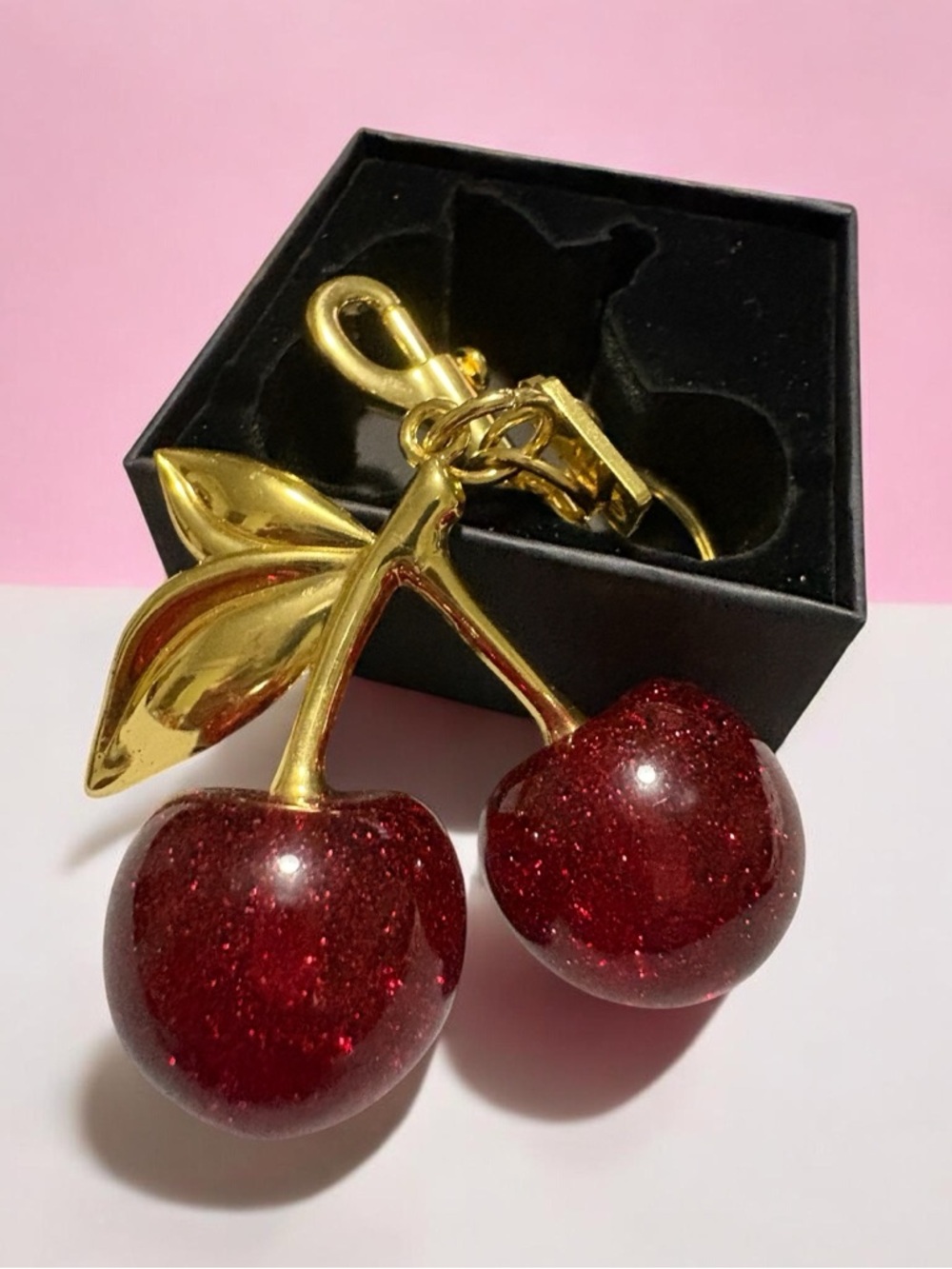 Arber Cherry Keychain/Bag Charm with Sparkling Red Cherries